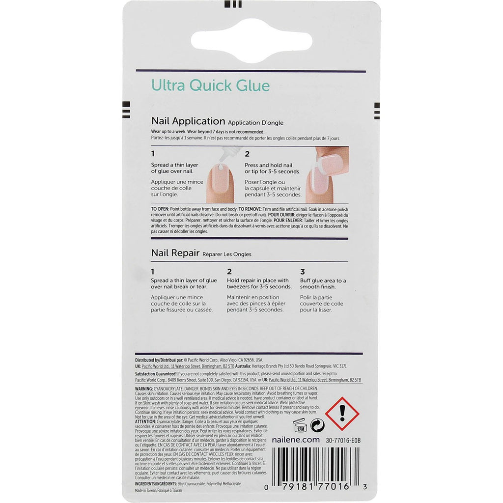 Nailene Nail Artist Nail Glue - Fast-Setting, Reusable Artificial & Natural Nail Bond, 0.1 oz (4 Pack)
