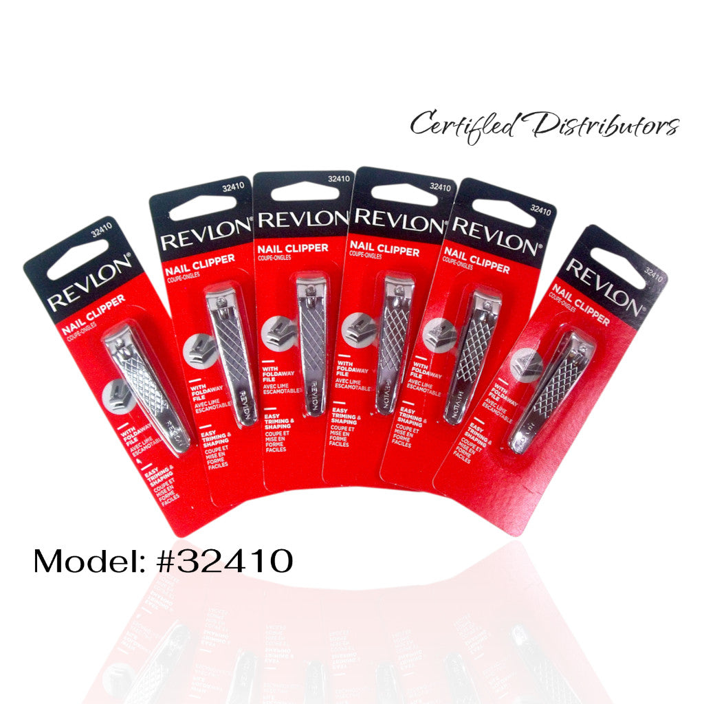 (Lot of 6) Revlon Nail Clippers with Foldaway File & Curved Steel Blades