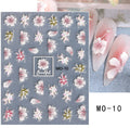 5D Camellia Gradient Pink Nail Stickers Floral Embossed Decals for Nail Art