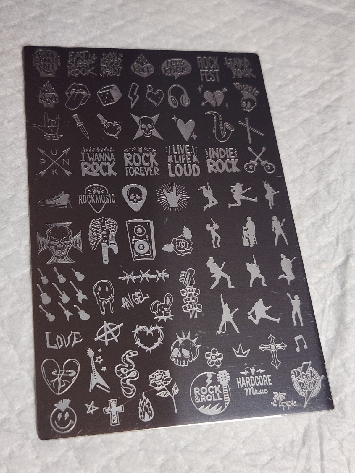 Nail Stamping Plate Rock & Roll XL Size 9x13cm for Nail Art
