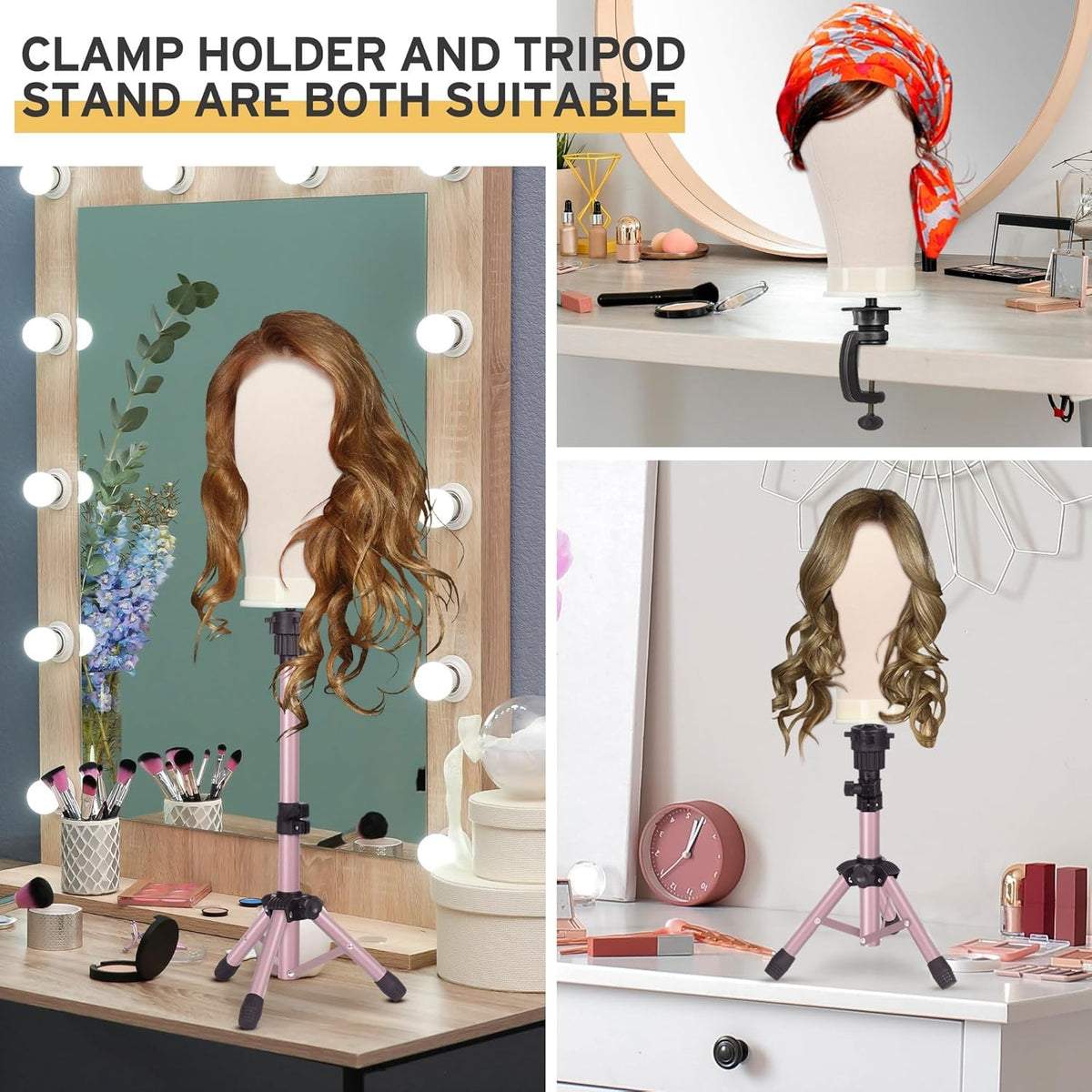Adjustable Wig Mannequin Stand with Head for Display & Styling