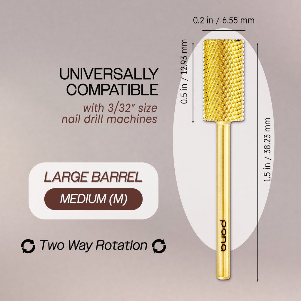 Large Barrel Nail Drill Bit for Professional Nail Art & Shaping - Medium Grit