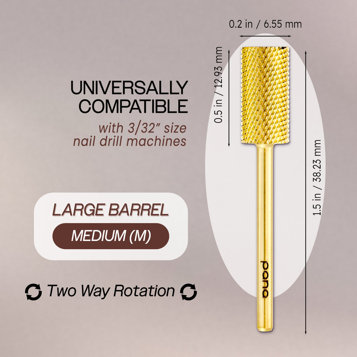 Large Barrel Nail Drill Bit for Professional Nail Art & Shaping - Medium Grit