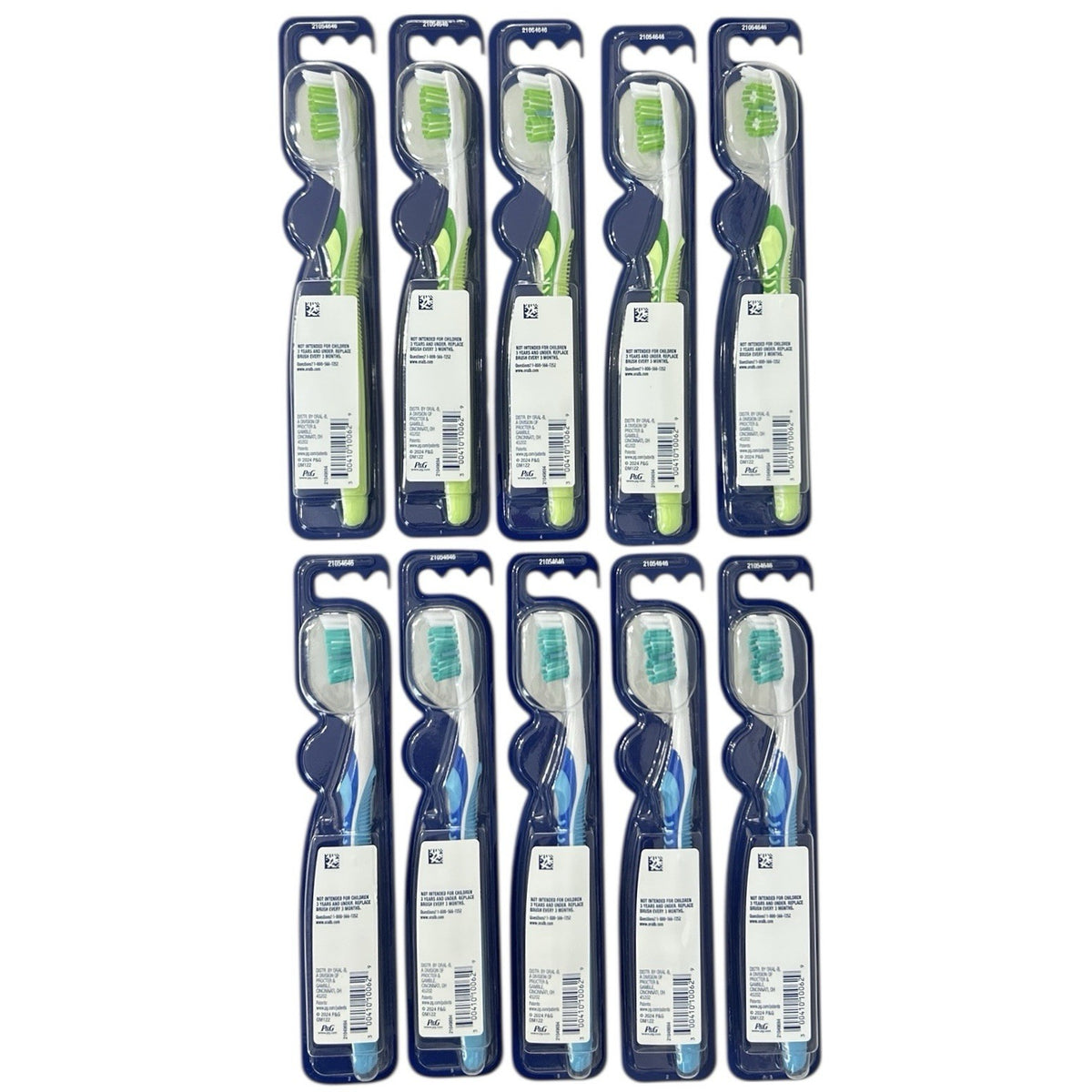 Manual Whitening Toothbrushes Set with Cheek & Tongue Cleaners - 10 Pack