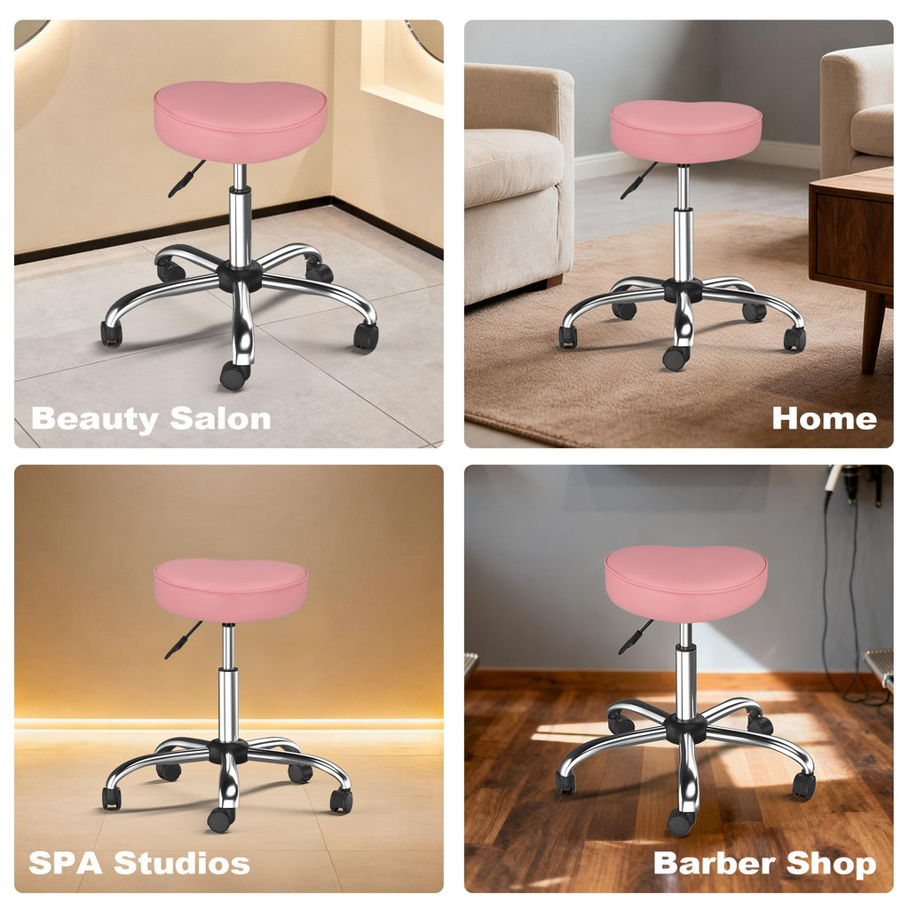Ergonomic Rolling Stool with Heart-Shaped Seat for Salon & Tattoo Artists