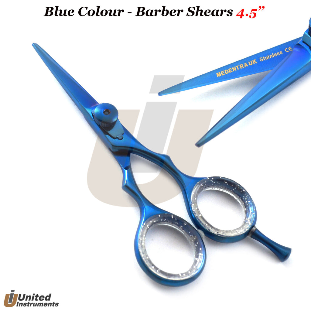 Blue 4.5 Inch Barber Hair Cutting Shears for Mustache & Beard Trimming