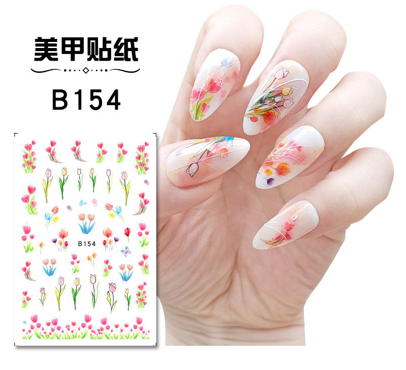 3D Floral Nail Stickers Tulip Flower Decals for Nail Art - 6 Sheets