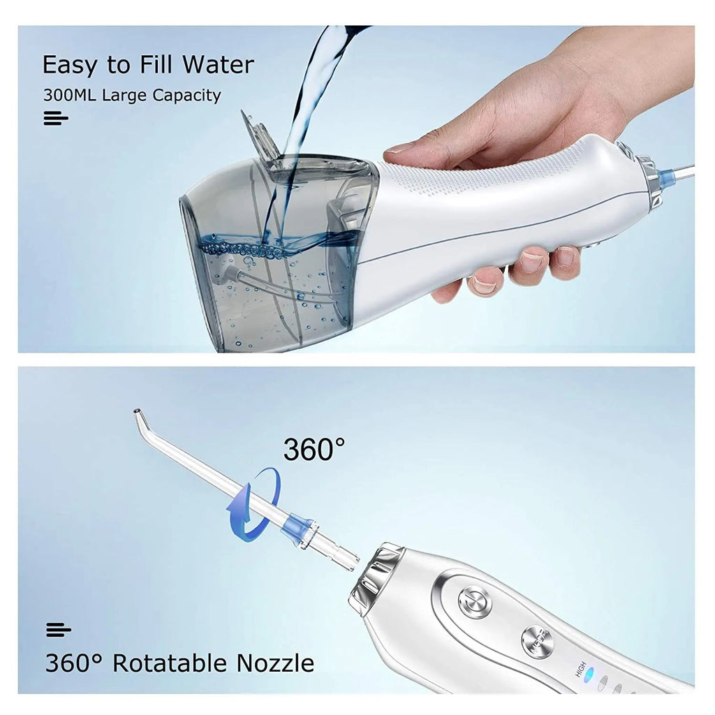 Cordless Water Flosser for Teeth with 5 Jet Tips & Rotatable Nozzles