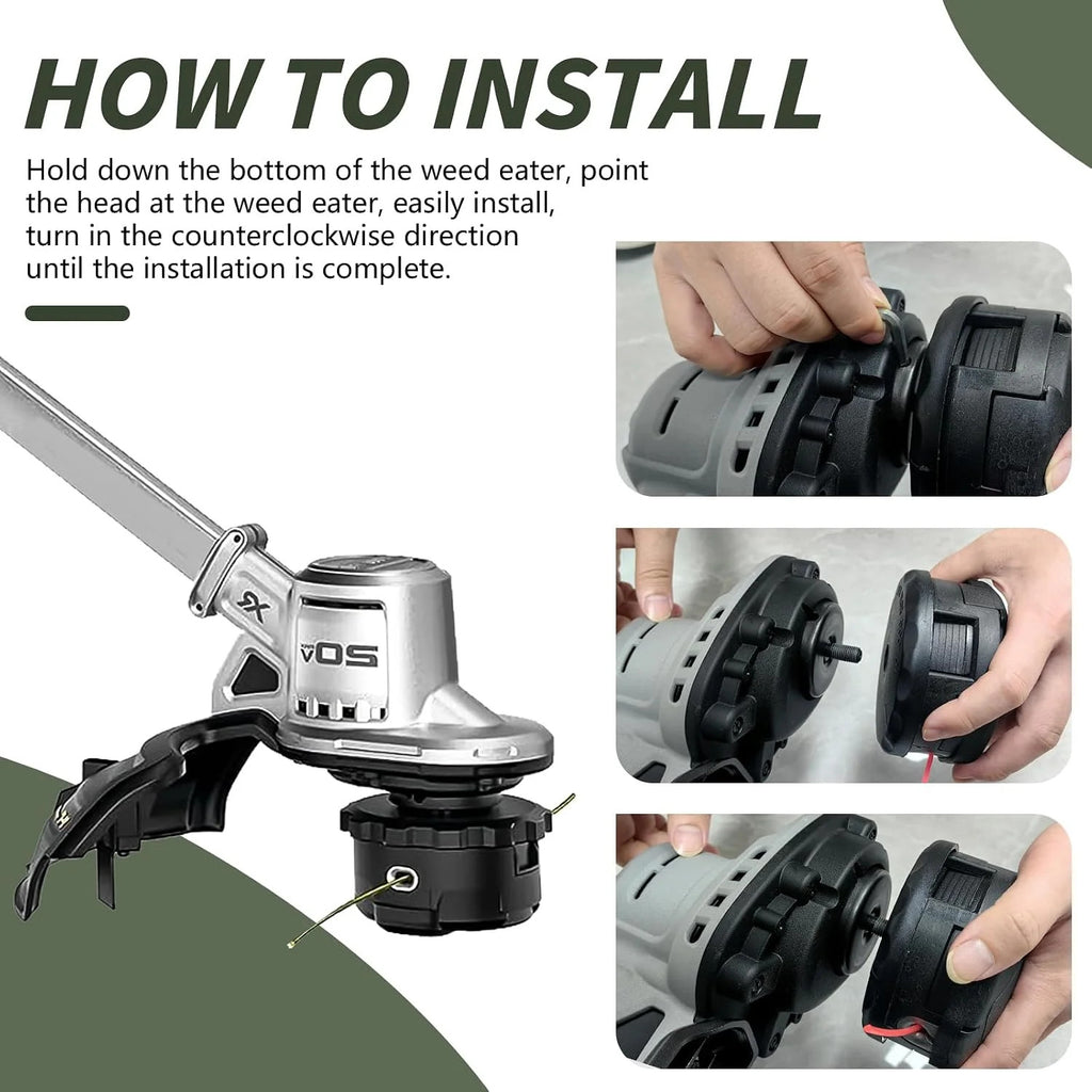 Replacement String Trimmer Head for Dewalt 20V Cordless Weed Eater - Quick Load, Pre-Wound Line
