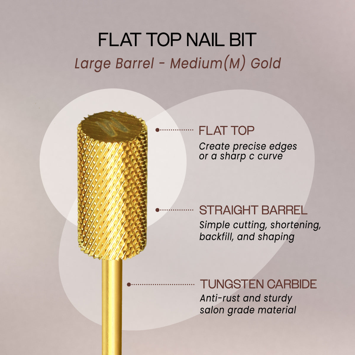 Large Barrel Nail Drill Bit for Professional Nail Art & Shaping - Medium Grit