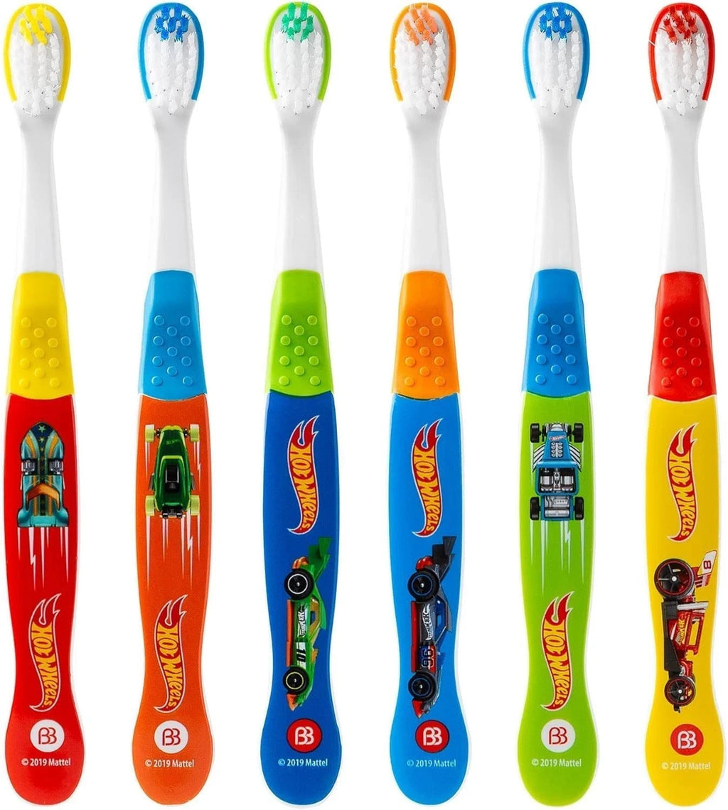 Kids Toothbrush Set 6 Pack - Soft Bristles & Racing Design, Toddler Oral Care