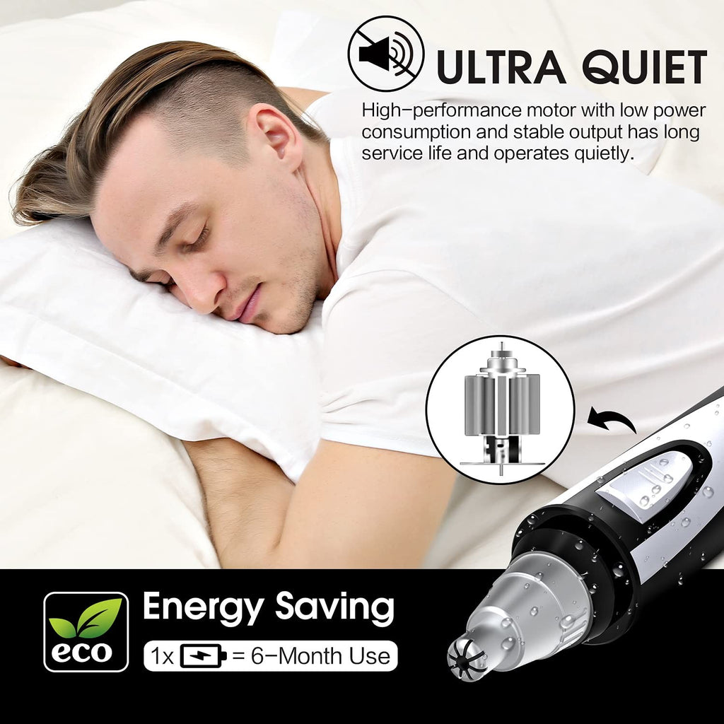 Ear and Nose Hair Trimmer Clipper Waterproof Facial Grooming Device - Painless, Rechargeable