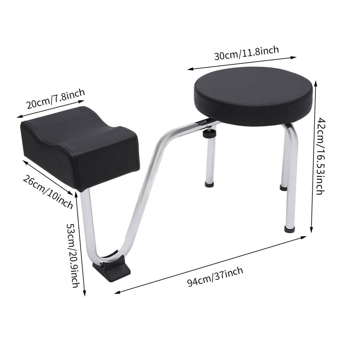 Adjustable Pedicure Stool with Leg Rest for Nail Salon & Tattoo Chair