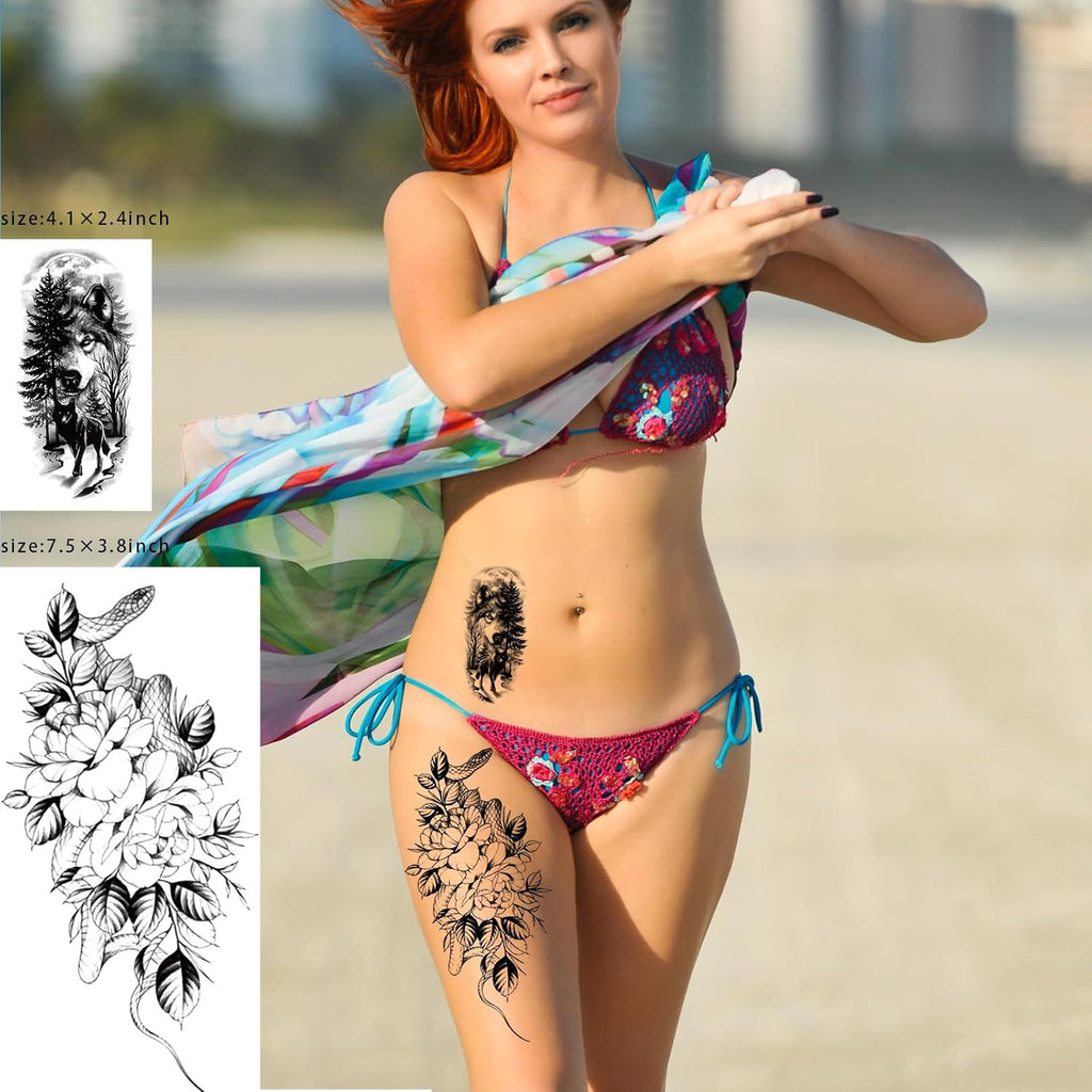 82 Sheets 3D Flower Temporary Tattoos for Women – Mixed Styles, Long-Lasting & Waterproof
