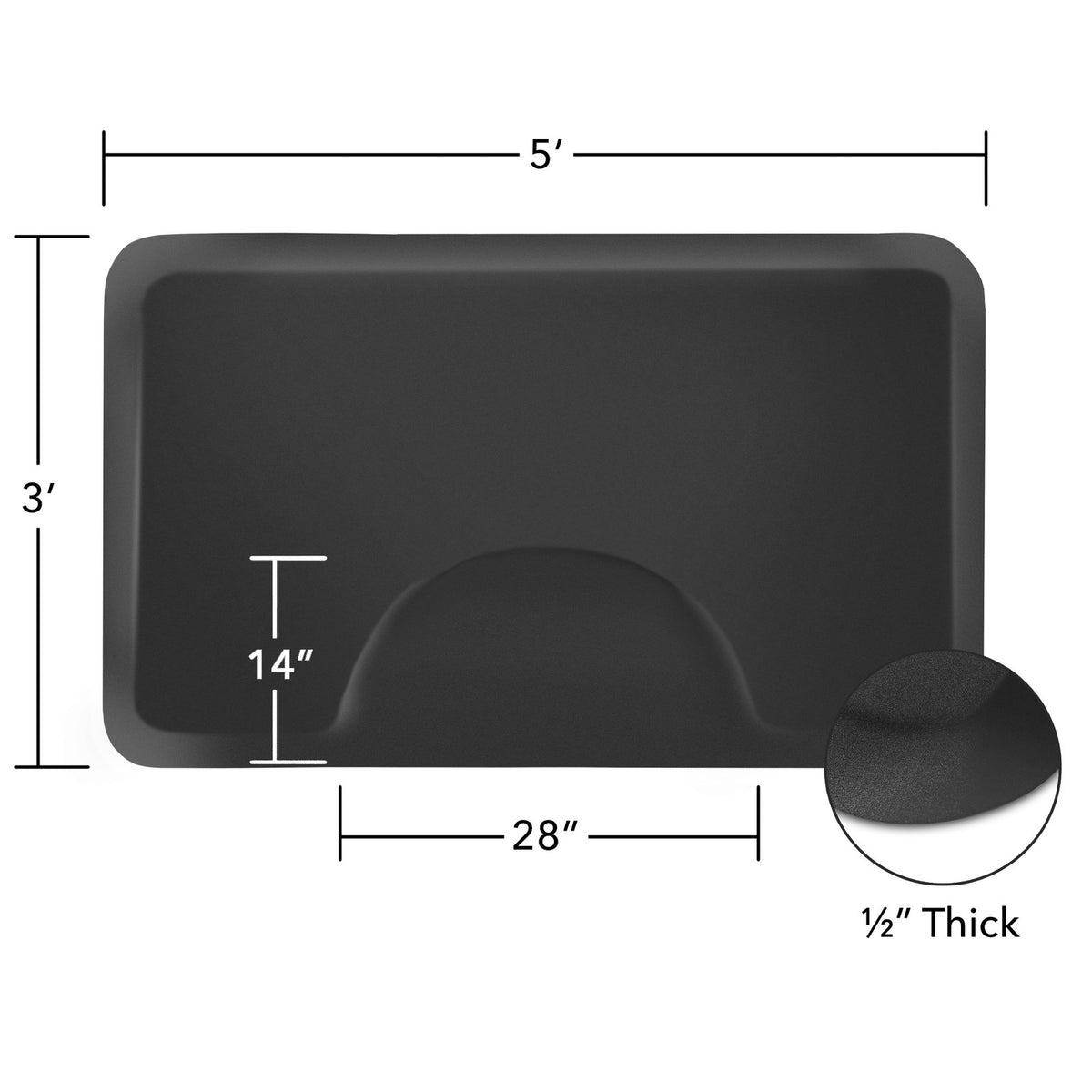 Anti-Fatigue Salon Chair Floor Mat 3x5 Feet, 1/2 Inch Thick, 2 Pack