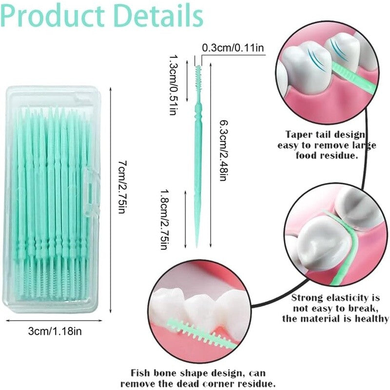 Disposable Dental Picks with Bristles Travel Pack - 80 Count Dual Function