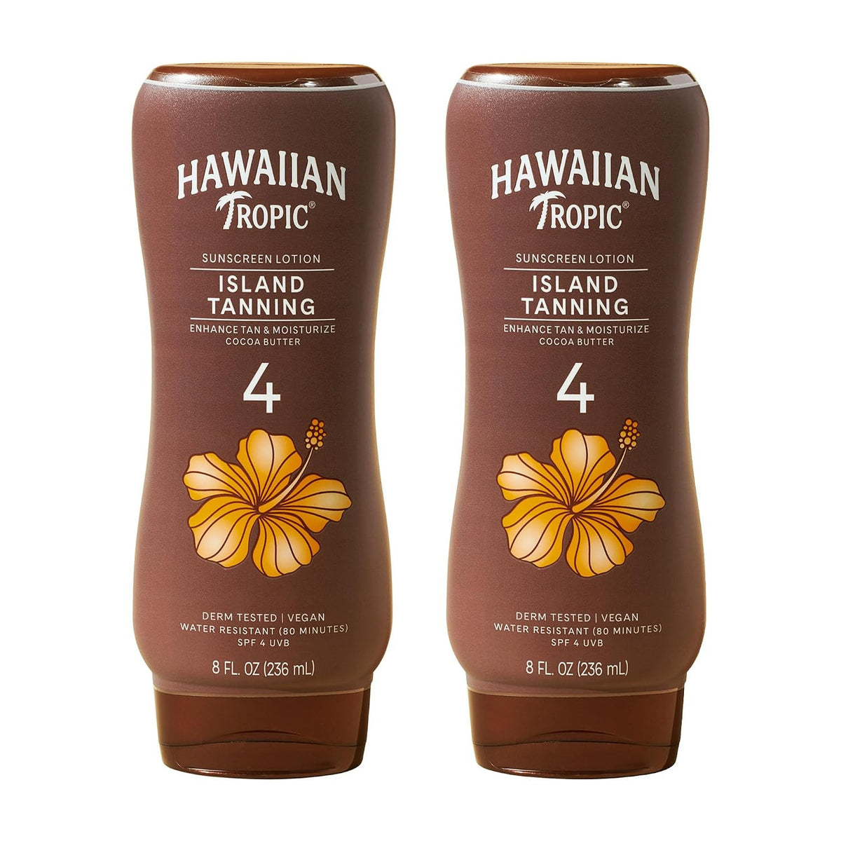 Hawaiian Tropic SPF 4 Tanning Lotion with Shea & Cocoa Butter 8 Fl Oz (2 Pack)