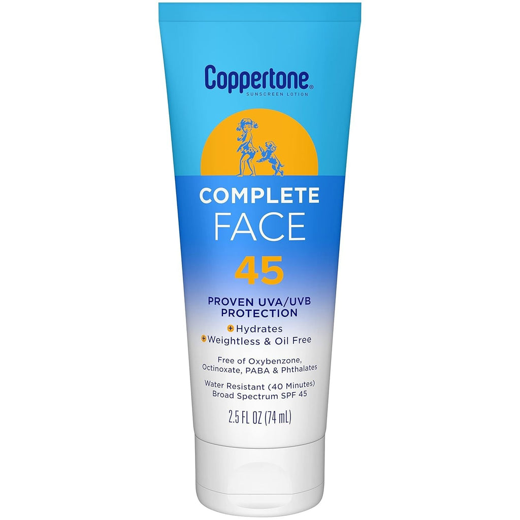 Sunscreen Lotion SPF 45 Face Sunscreen Water Resistant 2.5 oz Tube Pack of 2