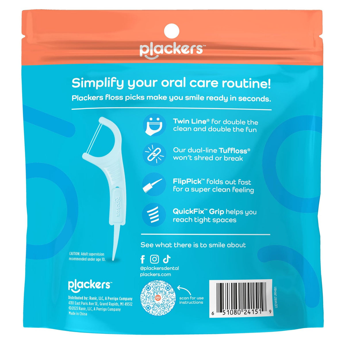 Dental Floss Picks Twin Line 300 Count - Double-Strength Oral Care