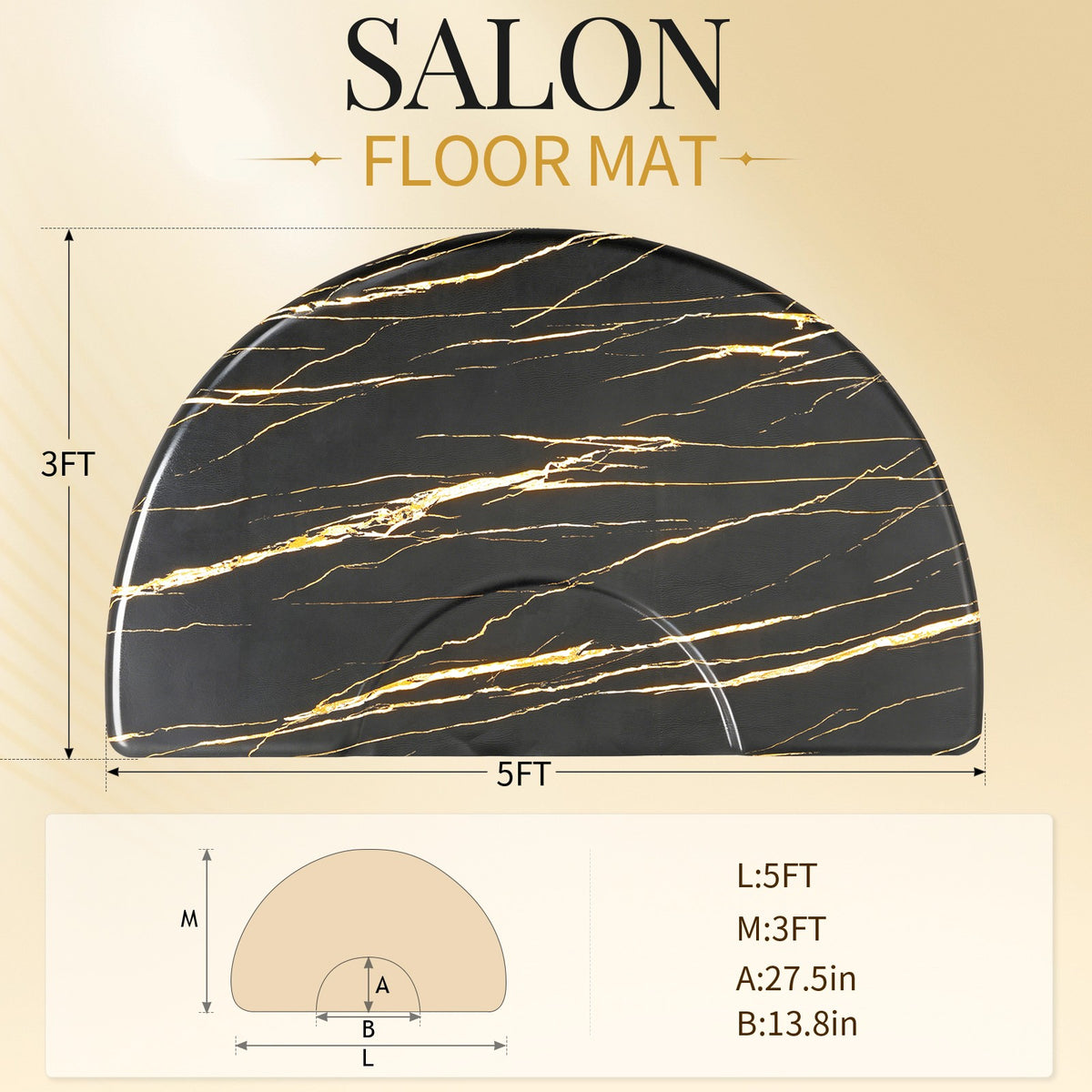 Heavy Duty Salon Floor Mat with 5/8 Inch Cushion and Lightning Pattern for Barber