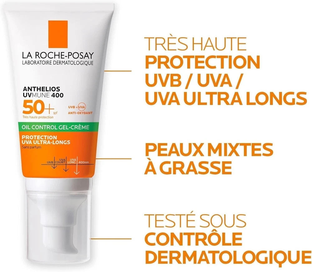SPF 50+ Oil-Control Sun Protection Gel-Cream for Sensitive Skin - Pack of 2