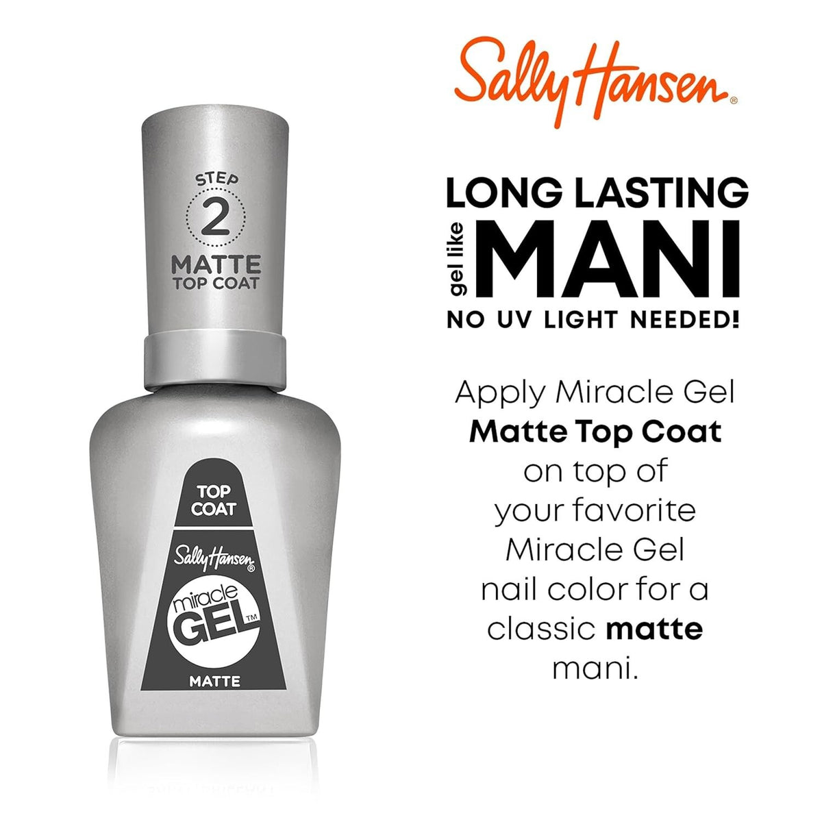 Matte Gel Top Coat for Nails - Long-Lasting, Chip-Resistant, 0.5 fl oz