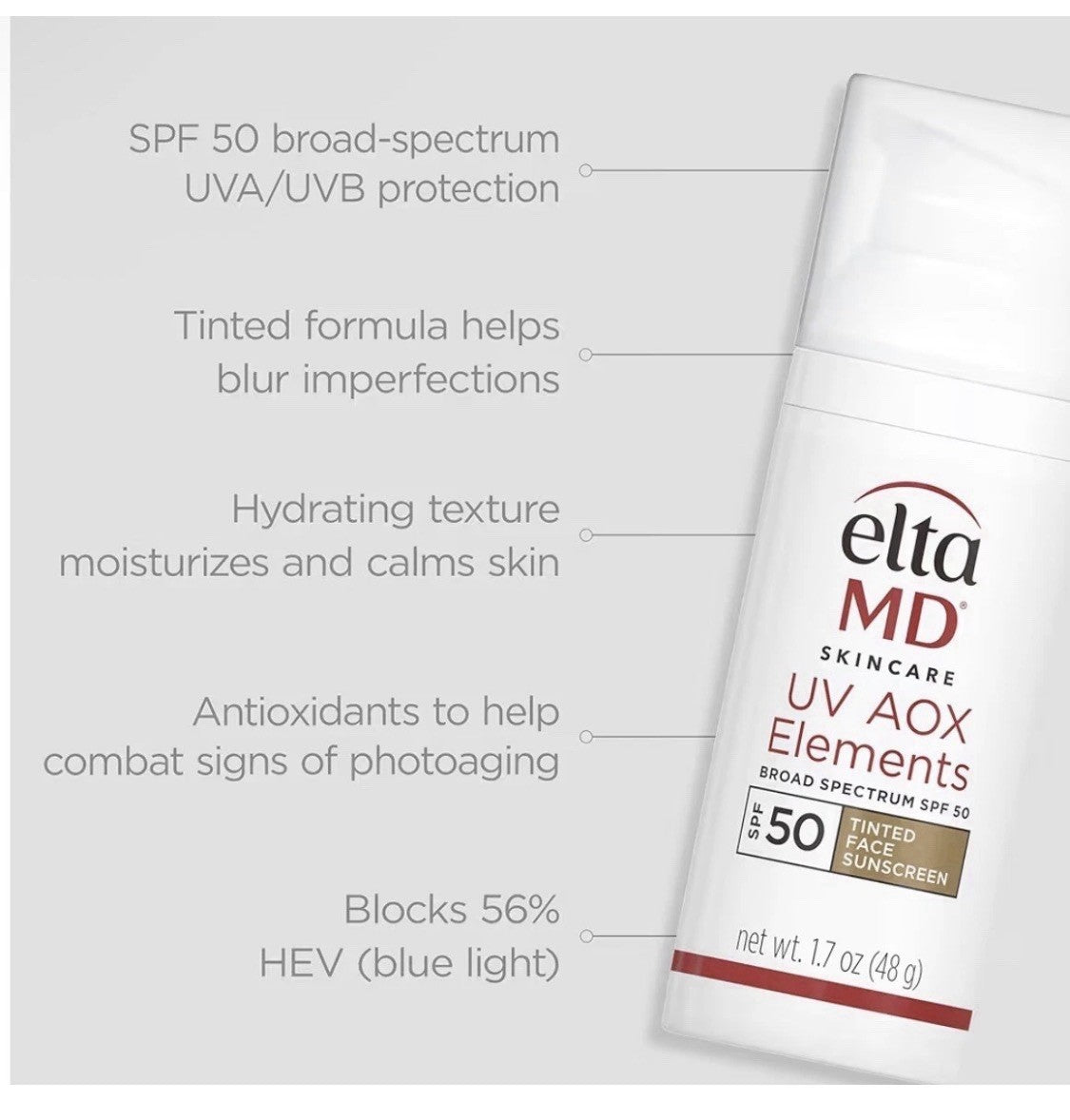 Tinted Mineral Sunscreen SPF 50 - Hydrating, Broad Spectrum, 1.7oz