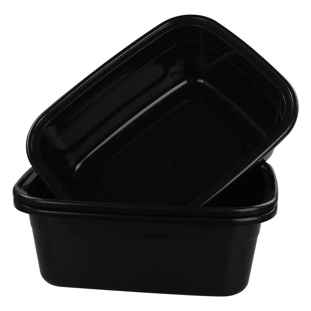 16 Quart Plastic Wash Basin - Black Rectangular Dish Pan for Laundry & Cleaning