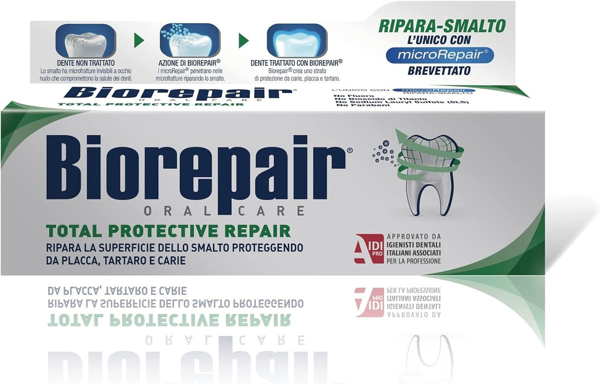 Biorepair Total Enamel Repair Toothpaste - Microrepair, Fluoride-Free, Pack of 2.5 Fl oz