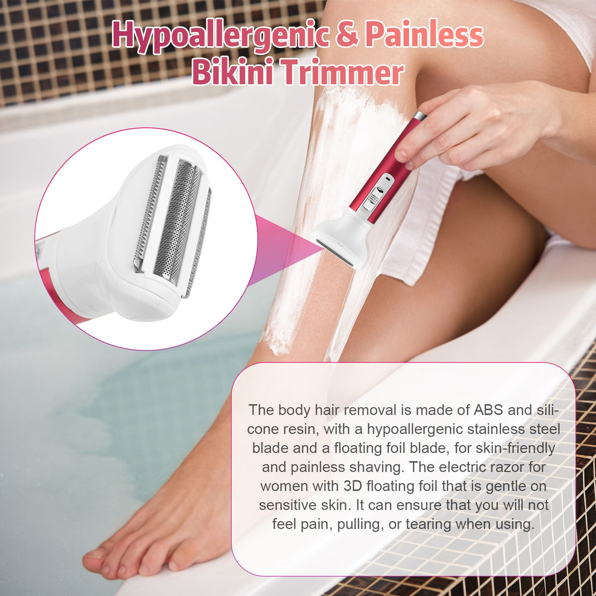 5-in-1 Women Electric Shaver Kit - Wet & Dry Body Razor for Bikini Legs Face