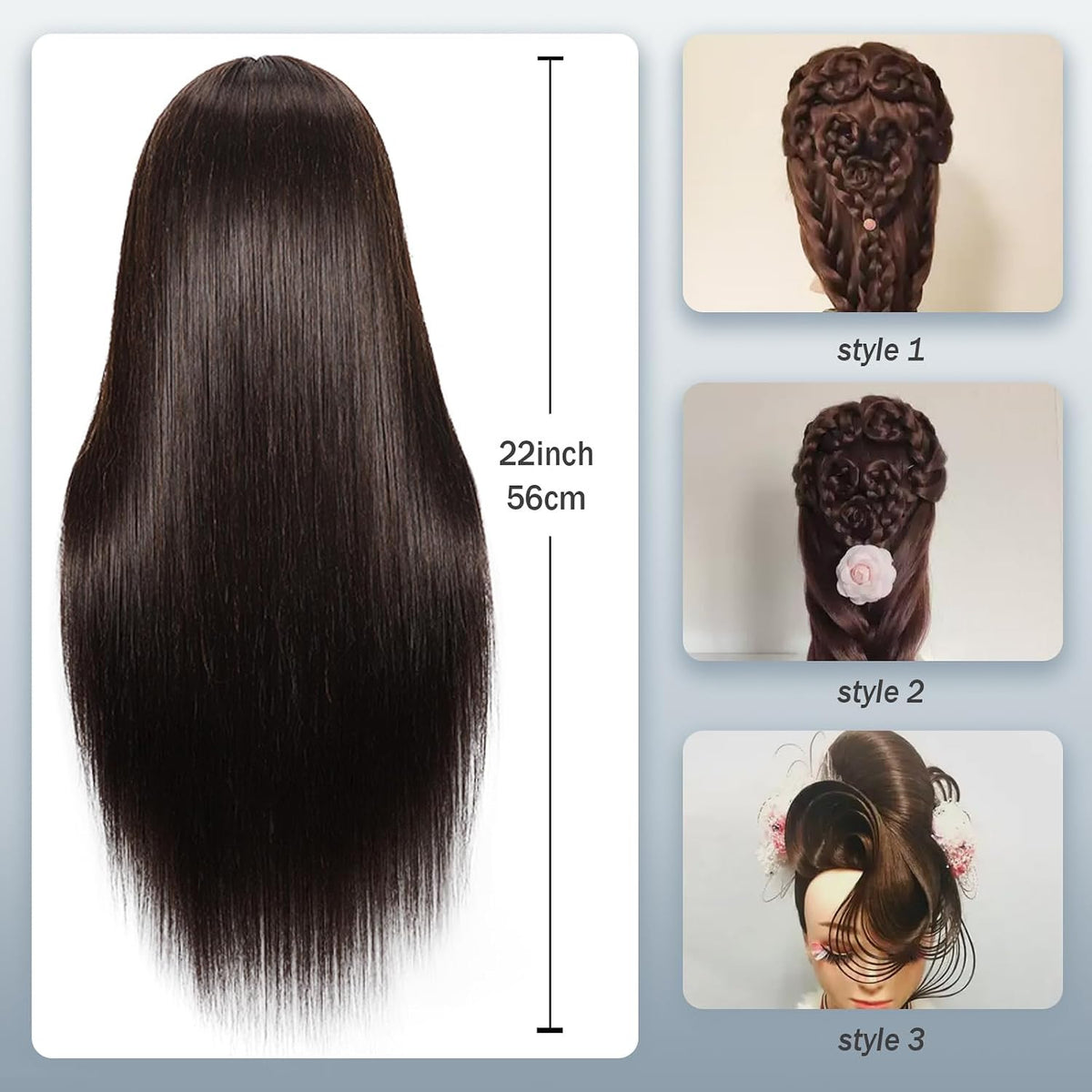 Mannequin Head with 80% Human Hair for Hair Styling Practice - 26-28 Inches