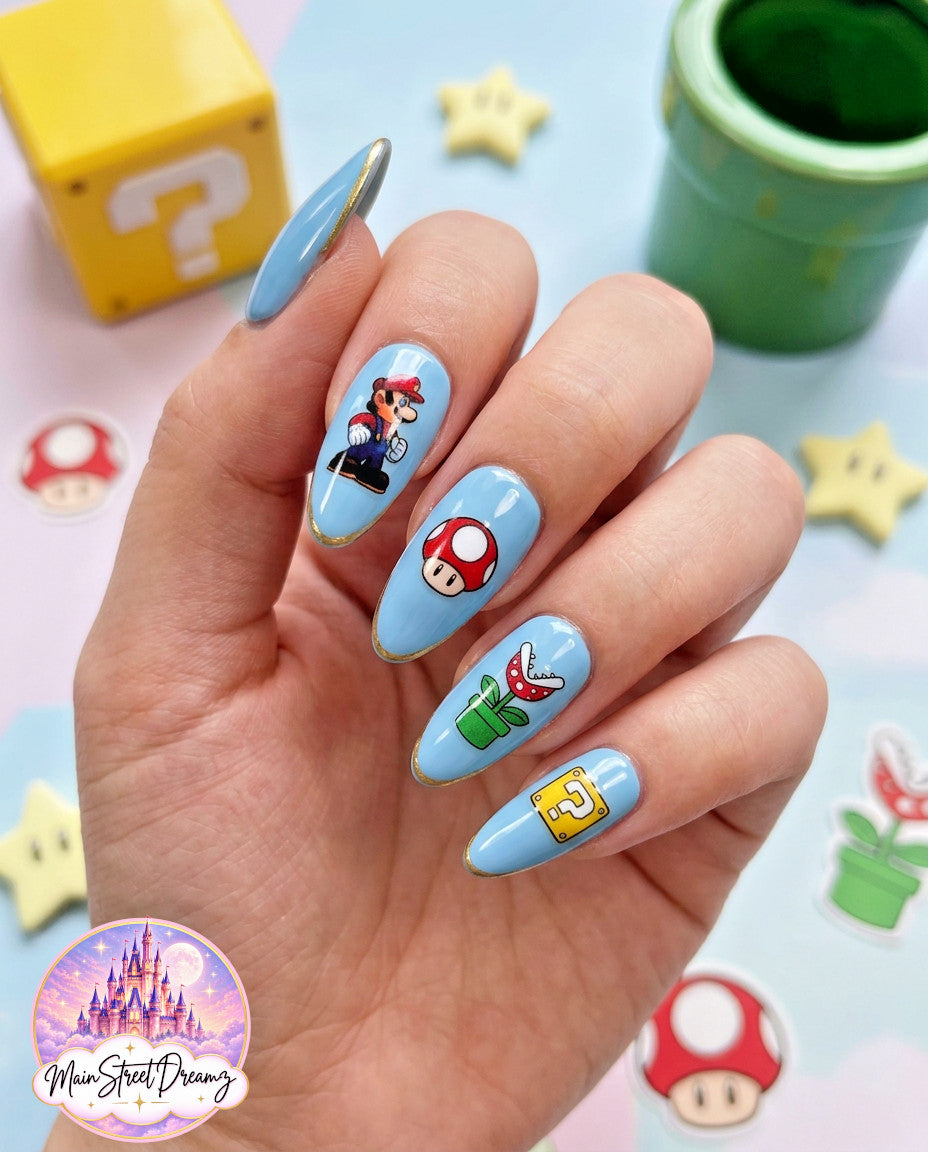 3D Mario Bros Character Nail Stickers for Nail Art - Kids & Teen Manicure