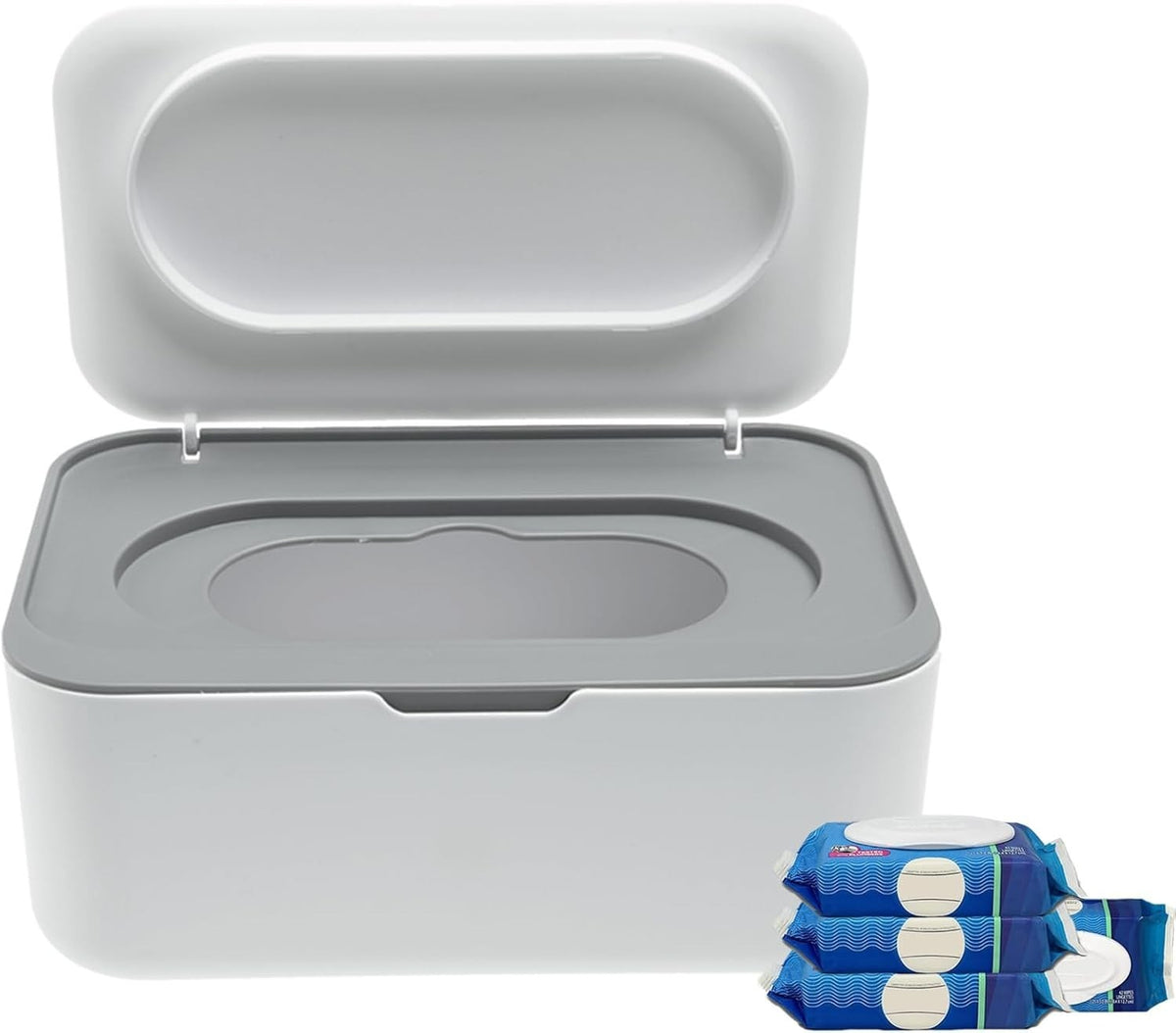 Flushable Wipes Dispenser for Cottonelle - Leak-Proof Bathroom Holder in White & Grey