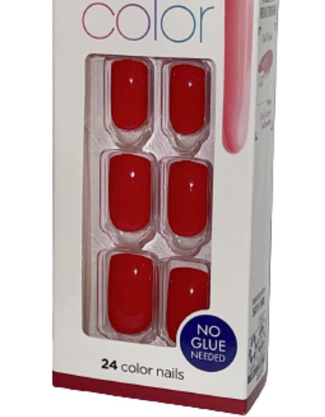 Press-On Manicure Nails - Medium Length Shiny Red False Nails