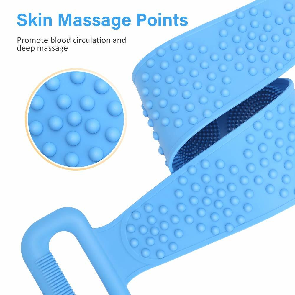 Silicone Shower Back & Body Scrubber Set - 2 Pack, Blue & Purple