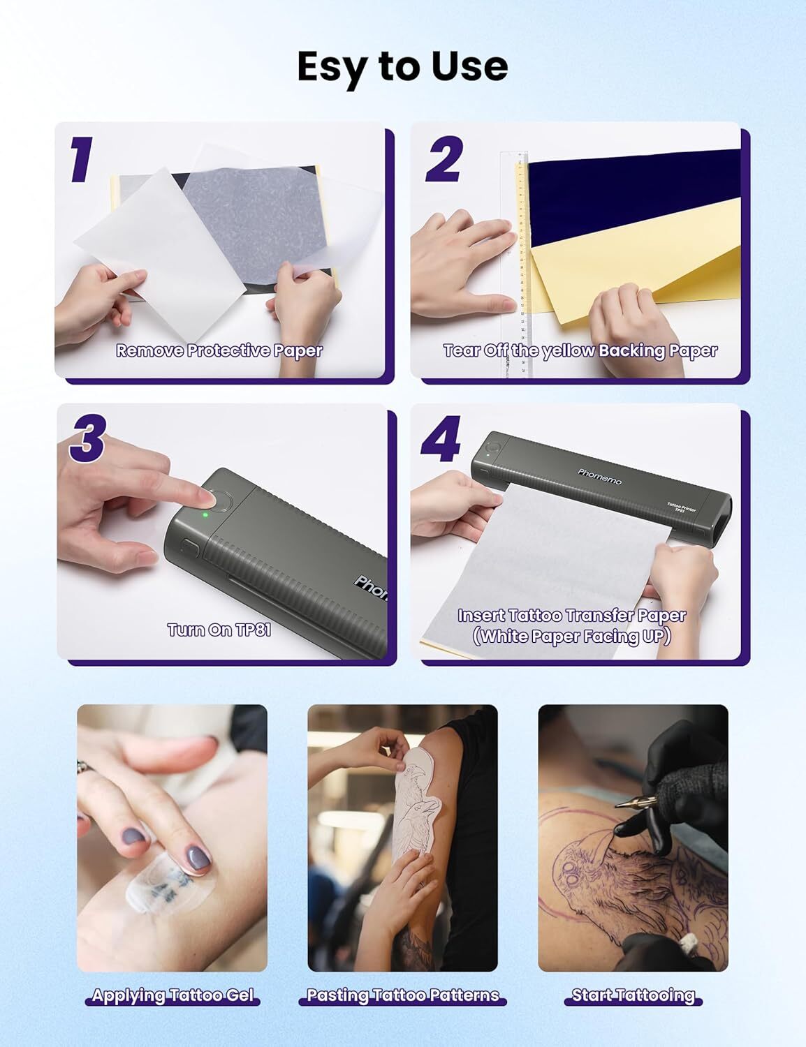 Wireless Tattoo Template Printer TP81 for Tattoo Artists & Beginners
