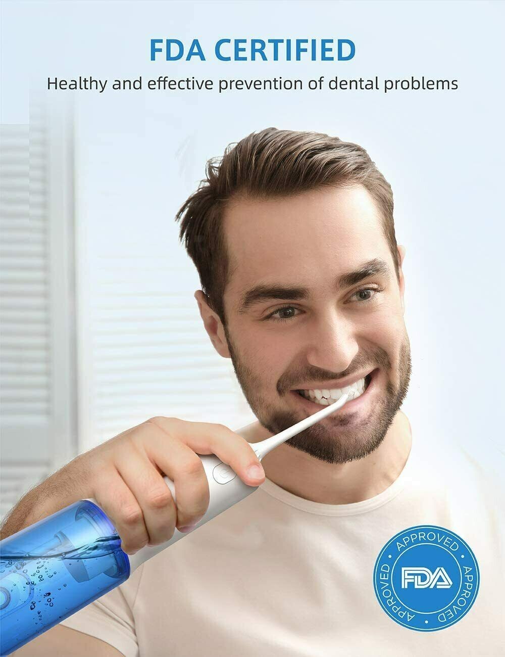 Cordless Water Flosser Oral Irrigator USB Rechargeable 320ml 4 Modes