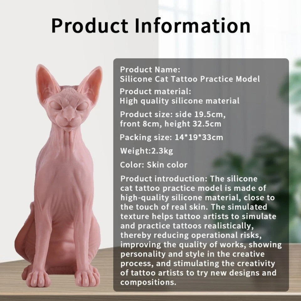 Cat-Shaped Tattoo Practice Skin Model Silicone Rubber for Training