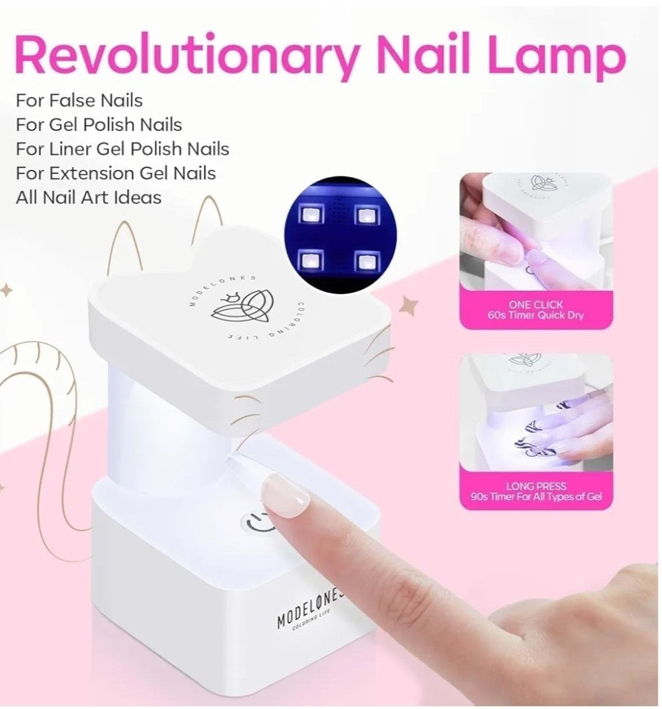 Gel Nail Kit with Long Coffin Tips & 9-in-1 Nail Glue - Home Salon DIY