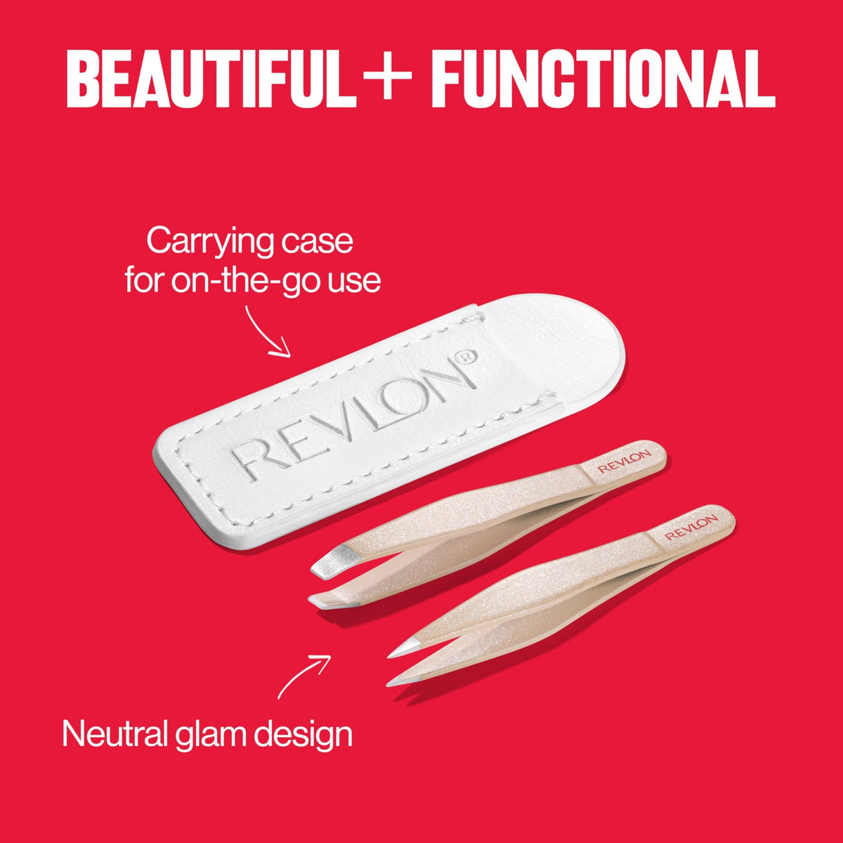 Revlon Mini Travel Tweezers Set - Slant & Point Tips for Precise Hair Removal