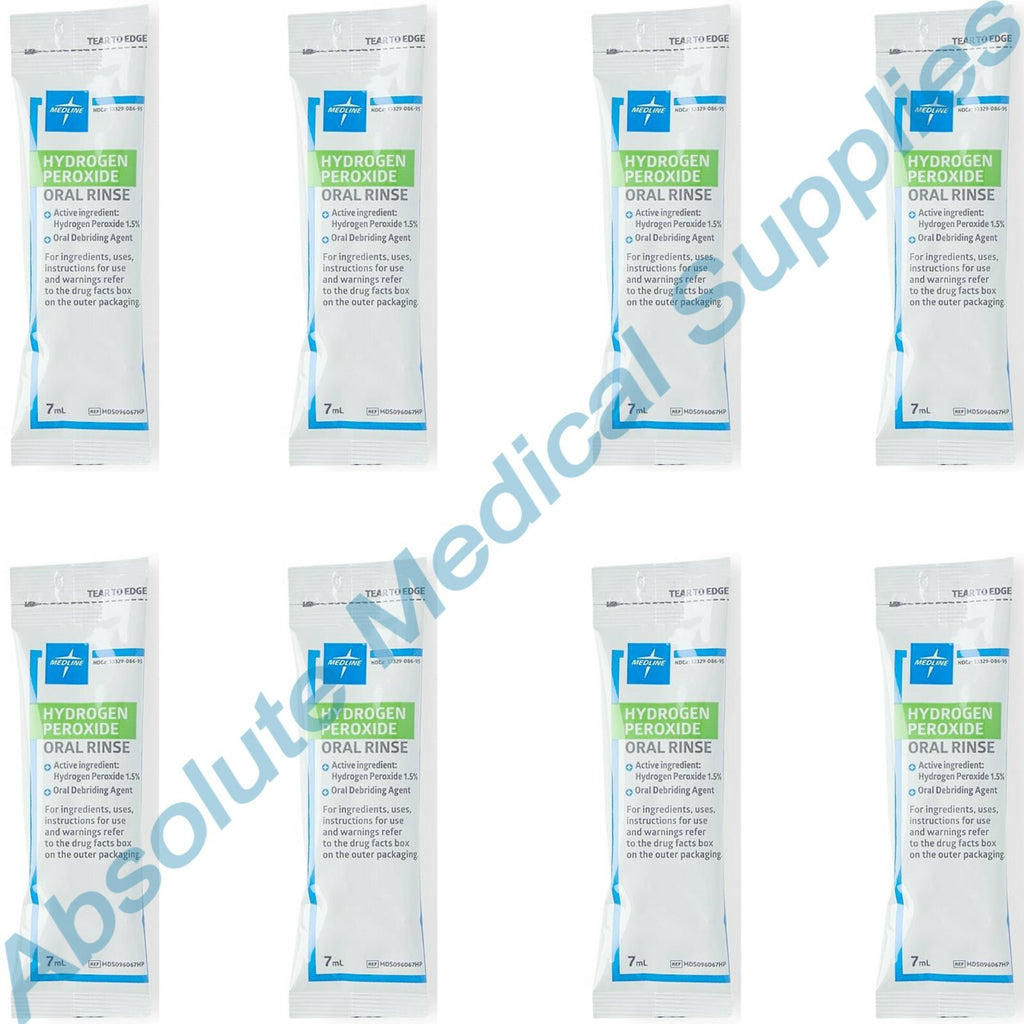 Hydrogen Peroxide Oral Rinse Pack of 8 - Medline 7mL Dental Mouthwash