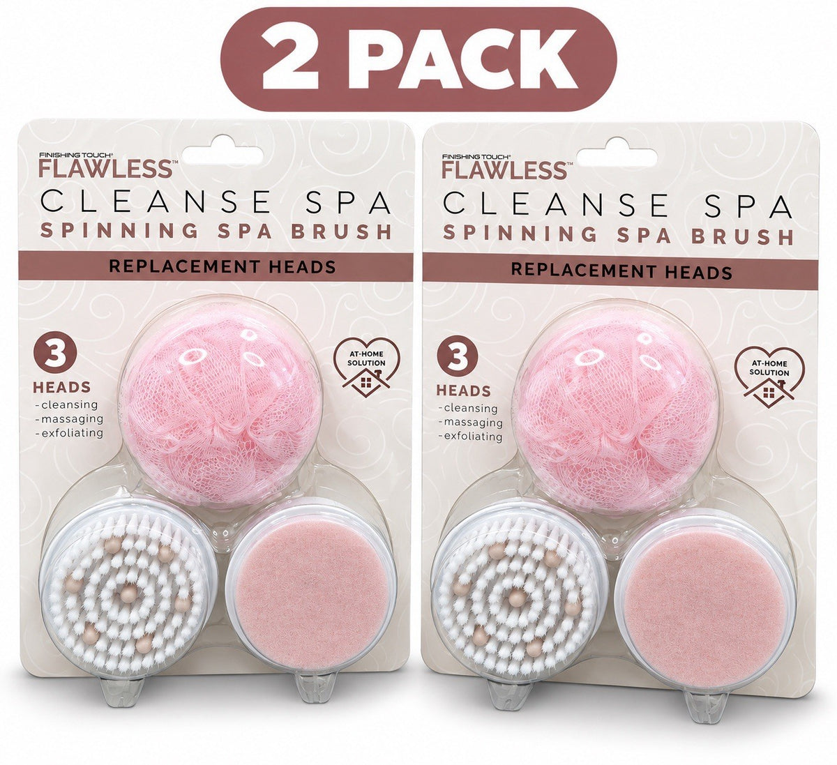 Replacement Heads for Spinning Spa Brush - 3 Pack, Lot of 2