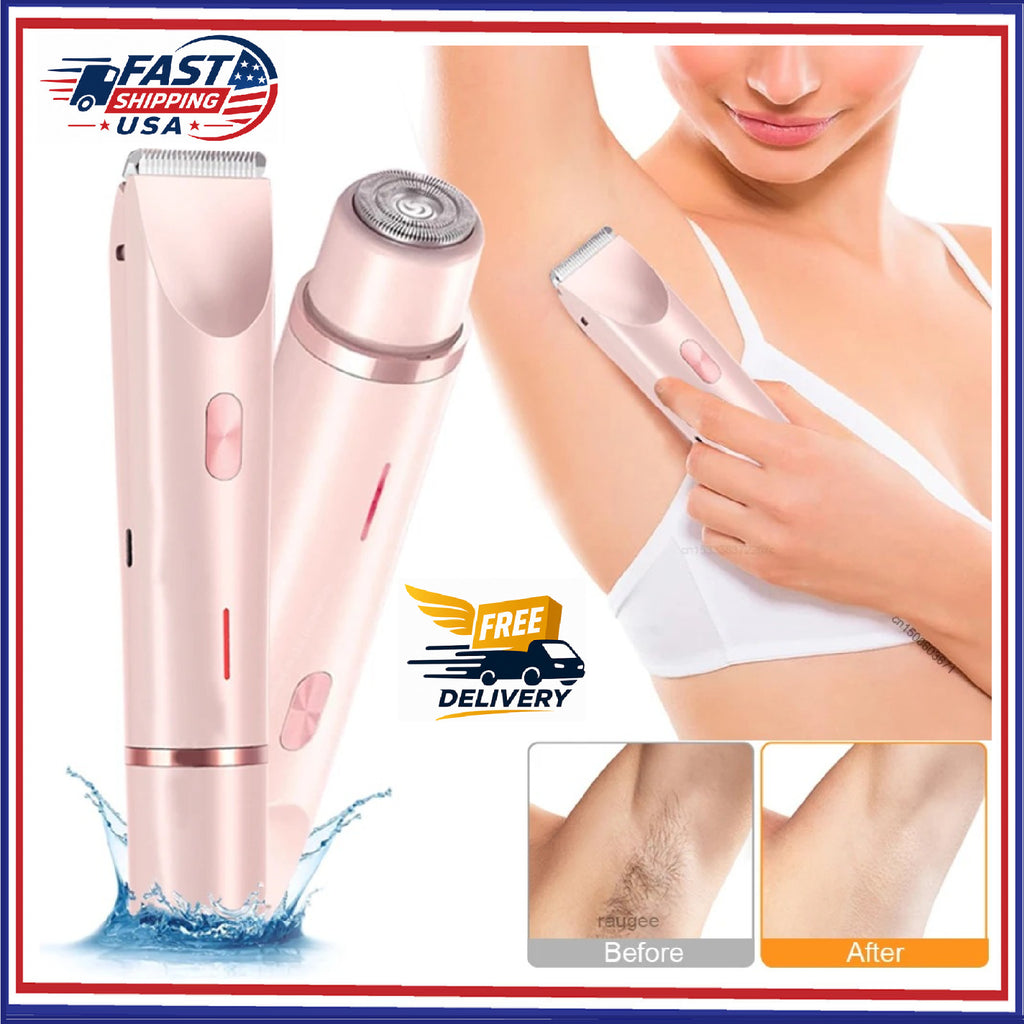 Dual Head Waterproof Electric Women’s Shaver for Sensitive Areas - Rechargeable & Portable