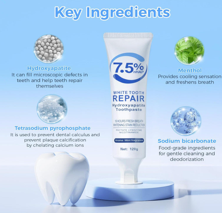 Hydroxyapatite Toothpaste 2-Pack Enamel Protection & Fresh Breath - Mild Mint, Fluoride-Free, Remineralize