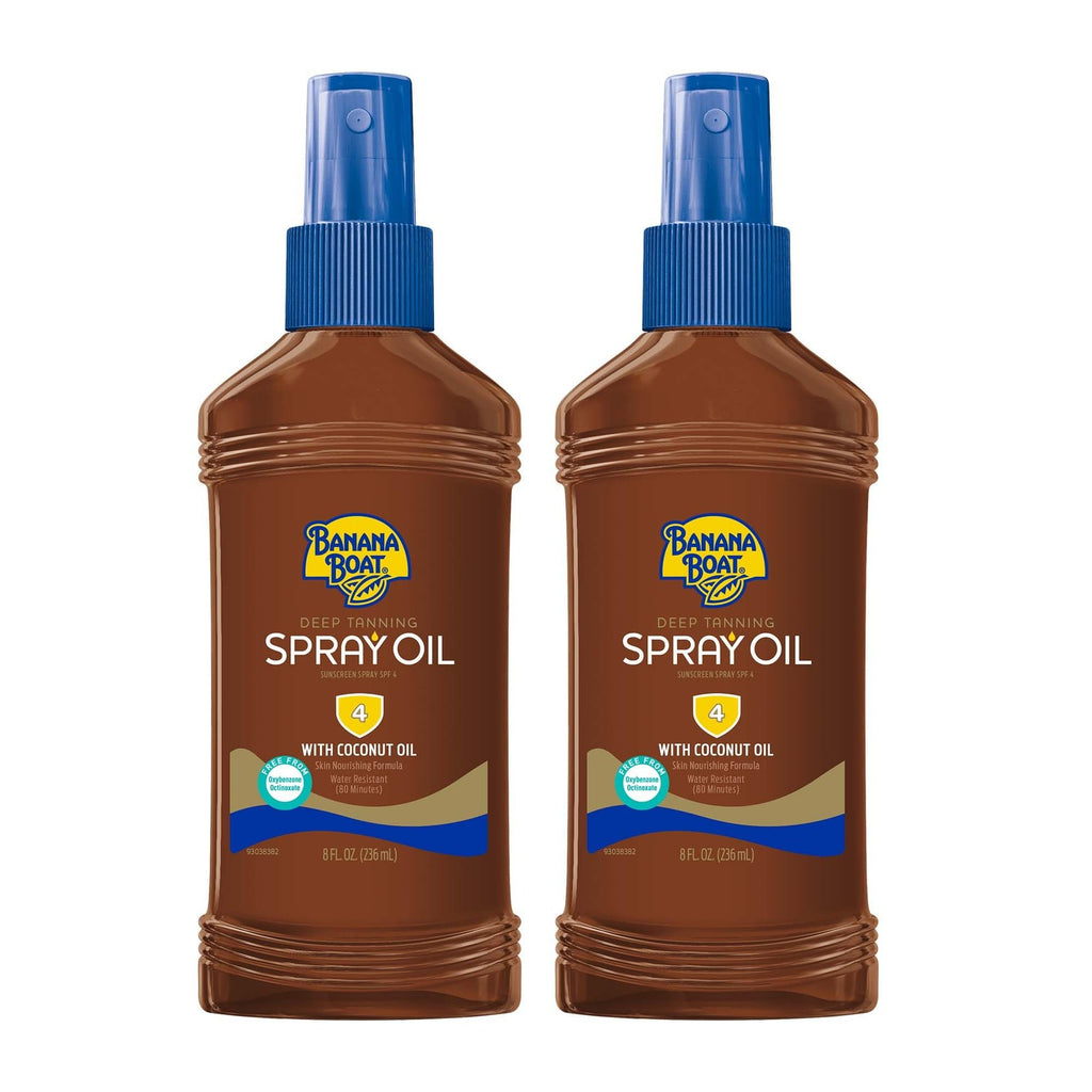 Deep Tanning Oil Spray SPF 4 - Moisturizing Sunless Tanning Oil with Cocoa & Coconut - Pack of 2