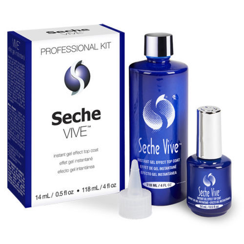 Fast Dry Gel Effect Top Coat - High Shine Nail Polish Refill Kit 4oz + 0.5oz