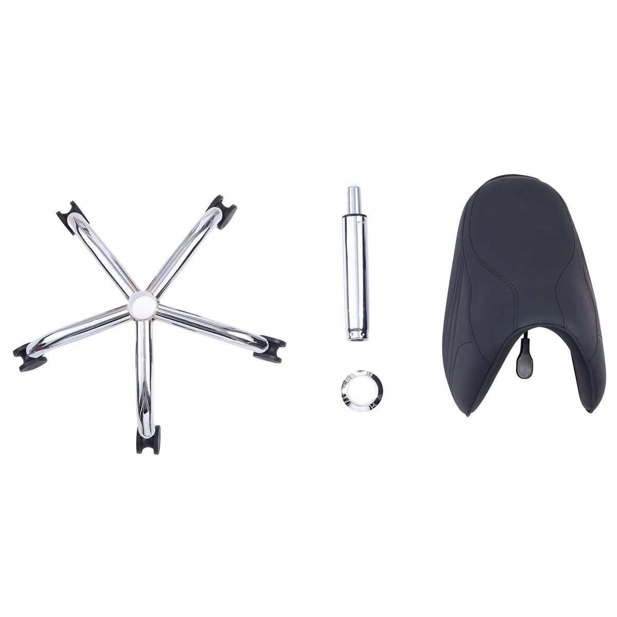Adjustable Black Saddle Salon Stool with Swivel Wheels & Hydraulic Height