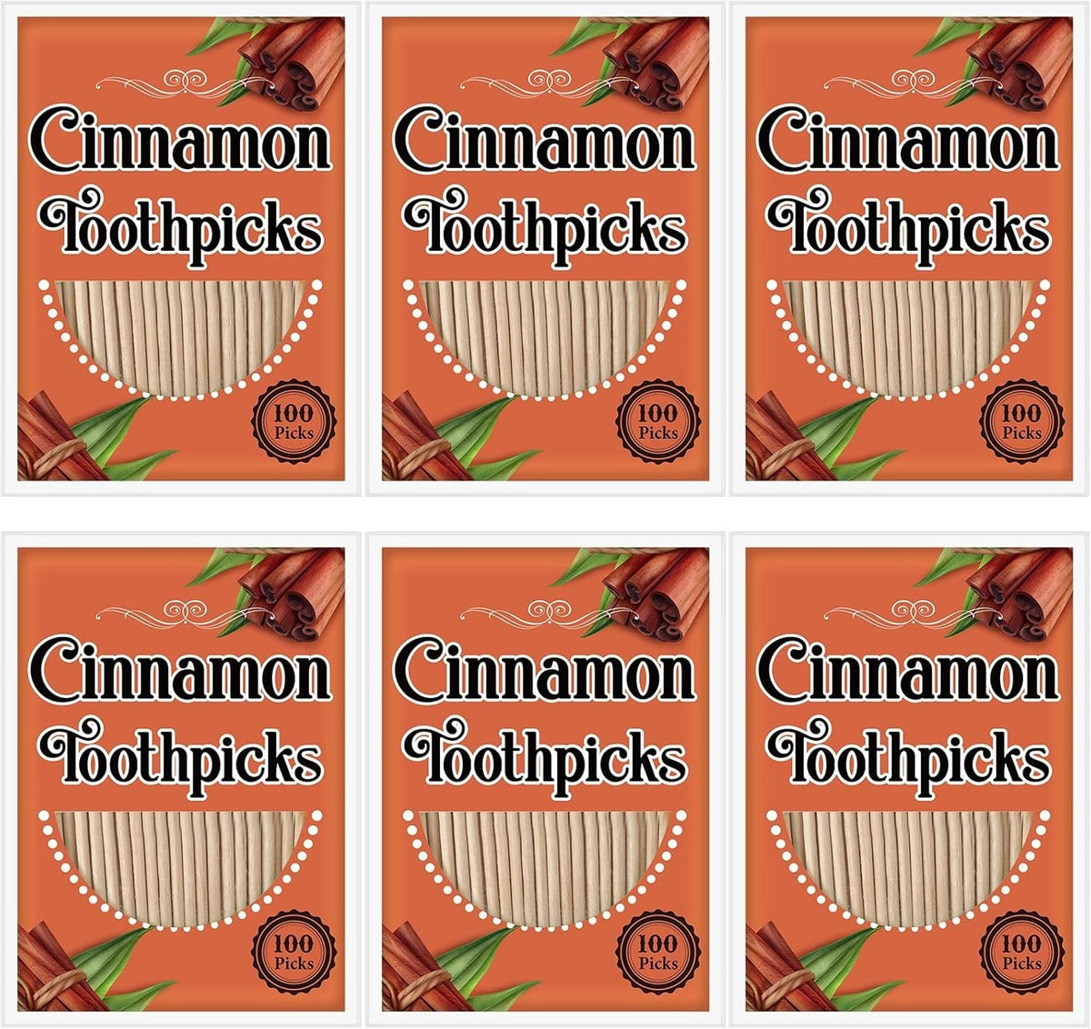 Bulk Cinnamon Flavored Toothpicks - 600 Natural Wooden Picks for Fresh Breath & Oral Care