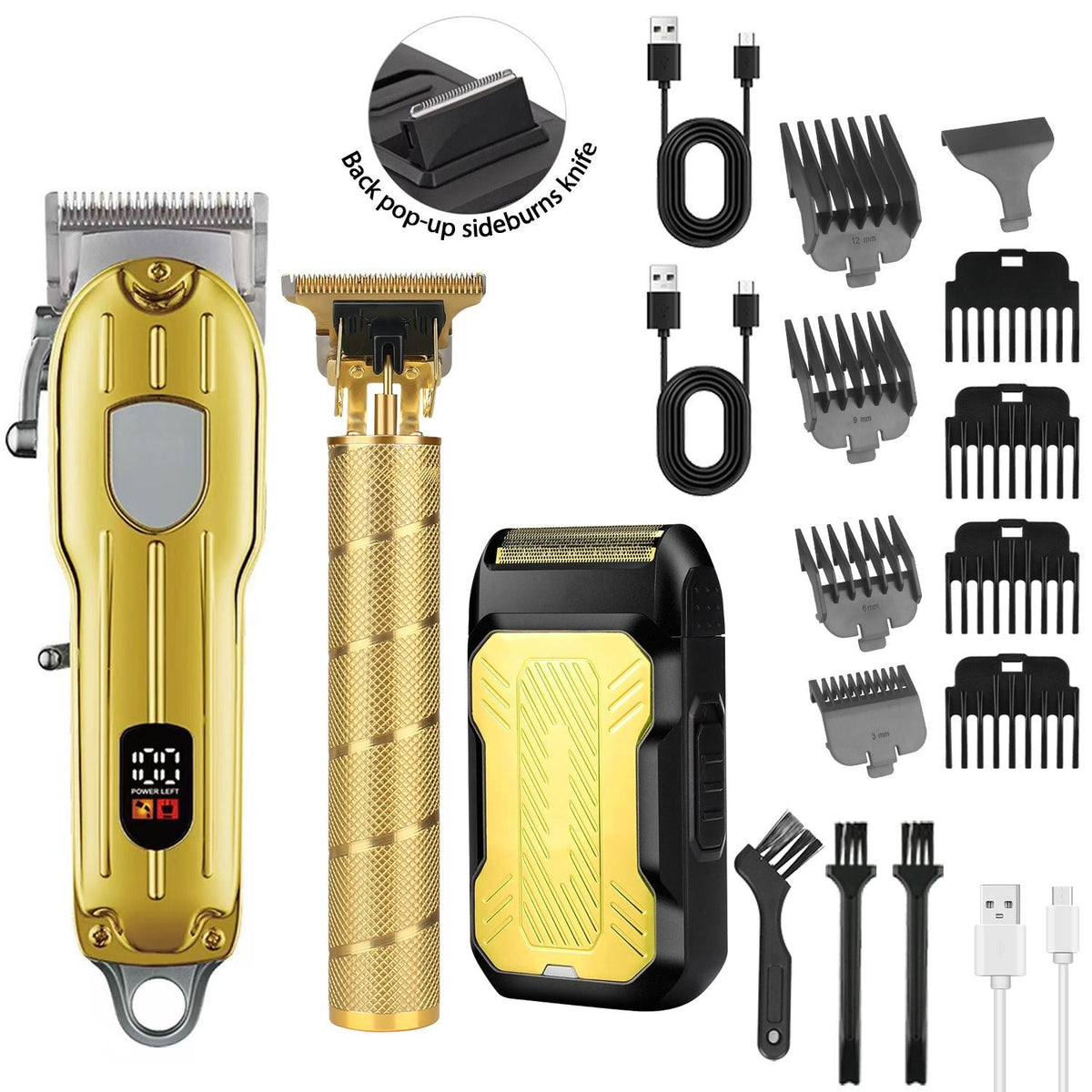 Professional Men’s Hair Clipper & Trimmer Kit - USB Rechargeable Grooming Set