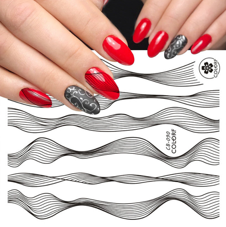 3D Nail Art Stickers Wave Line Decals for Manicure DIY Tips - Multiple Colors
